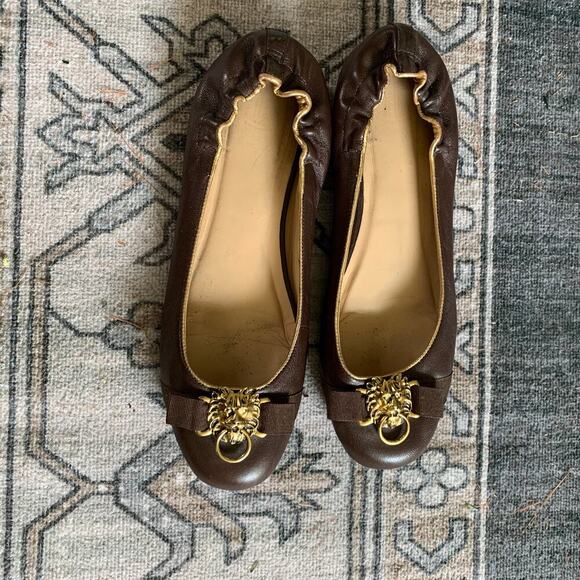 Lily Pultzers Ballets Brown Leather Flats Size 7.5 - Picture 1 of 3